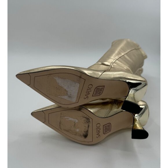 Franco Sarto Alta Gold Knee-High Pointed-Toe Boots  Heels Size 6.5 - Picture 10 of 10